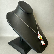 Load image into Gallery viewer, Vintage Native Beadwork Chief Figure Pendant on 24" Sterling Chain Necklace
