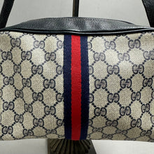 Load image into Gallery viewer, Vintage Gucci Ophidia 1980s Navy Monogram Canvas Crossbody Bag Purse (7x9x3")
