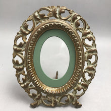 Load image into Gallery viewer, Vintage Italian Ornate Oval Picture Frame Standing Easel (9")
