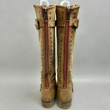 Load image into Gallery viewer, Madden Girl Brown Faux Leather Studded Riding Boots sz 6.5
