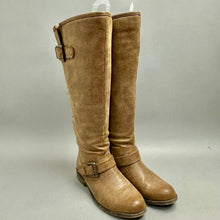 Load image into Gallery viewer, Madden Girl Brown Faux Leather Studded Riding Boots sz 6.5
