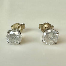 Load image into Gallery viewer, 14K White Gold Diamond Stud Earrings w/ 10K White Gold Backs (1.2g)
