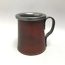 Load image into Gallery viewer, Leather Wrapped Ceramic Tankard Mug (~4.5x4)
