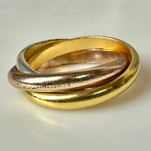 Load image into Gallery viewer, Sterling w/ Rose &amp; Yellow Gold Plate Trinity Ring sz 6
