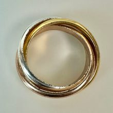 Load image into Gallery viewer, Sterling w/ Rose &amp; Yellow Gold Plate Trinity Ring sz 6
