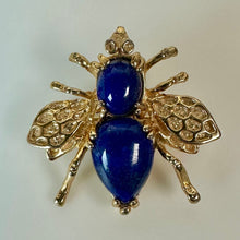 Load image into Gallery viewer, Gold Plated Lapis Lazuli Jelly Belly Bee Brooch Pin (1")
