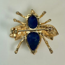 Load image into Gallery viewer, Gold Plated Lapis Lazuli Jelly Belly Bee Brooch Pin (1")
