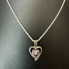 Load image into Gallery viewer, Sterling Heart Captive (Interchangeable) Pearl Pendant on 22" Chain Necklace
