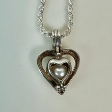 Load image into Gallery viewer, Sterling Heart Captive (Interchangeable) Pearl Pendant on 22" Chain Necklace
