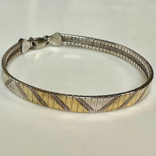 Load image into Gallery viewer, Vintage Italian Sterling w/ Gold Plate Accent Chevron Omega Link Bracelet (7.5")
