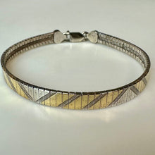 Load image into Gallery viewer, Vintage Italian Sterling w/ Gold Plate Accent Chevron Omega Link Bracelet (7.5")
