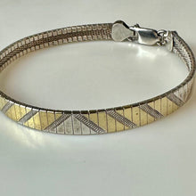 Load image into Gallery viewer, Vintage Italian Sterling w/ Gold Plate Accent Chevron Omega Link Bracelet (7.5")
