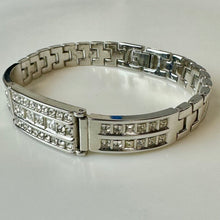 Load image into Gallery viewer, Stainless Steel Swarovski Crystal Deco Watch Band Bracelet (8")
