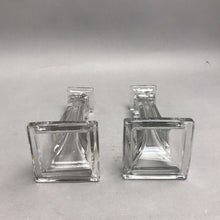 Load image into Gallery viewer, Vintage Clear Glass Square Base And Top Candlestick (7") Set of 2
