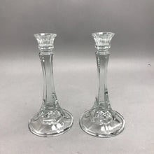 Load image into Gallery viewer, Clear Glass Candle-Lite Candlestick Holder (7") Set of 2
