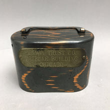 Load image into Gallery viewer, Antique C.O. Burns Co Metal Advertising Coin Bank; Union Trust Co, Tribune Building, Chicago IL (~3x4x2.25) (No Key)
