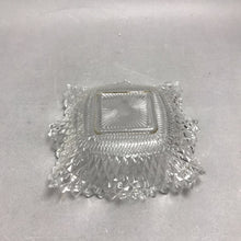 Load image into Gallery viewer, Vintage Indiana Glass Square Candy Dish Bowl Diamond Cut Ruffled Sawtooth Edge (7x7x2)
