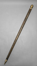 Load image into Gallery viewer, Carved Wood &amp; Brass Waling Stick Cane w/ Hidden Pool Cue (33")
