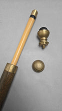 Load image into Gallery viewer, Carved Wood &amp; Brass Waling Stick Cane w/ Hidden Pool Cue (33")
