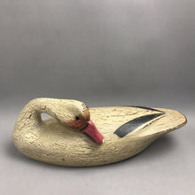 Load image into Gallery viewer, Carved &amp; Artist Signed Wooden Duck Decoy, Swan Quarter 1983 (~8x20x7)
