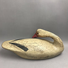 Load image into Gallery viewer, Carved &amp; Artist Signed Wooden Duck Decoy, Swan Quarter 1983 (~8x20x7)
