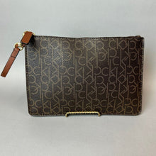 Load image into Gallery viewer, Calvin Klein Brown Logo Monogram Print Clutch Bag Purse (6.5x9.5")
