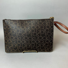 Load image into Gallery viewer, Calvin Klein Brown Logo Monogram Print Clutch Bag Purse (6.5x9.5")
