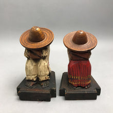Load image into Gallery viewer, Vintage Mexican Folk Art Hand Carved Wood Siesta Bookends (6x4) Set of 2
