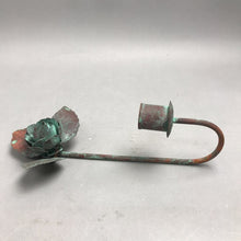 Load image into Gallery viewer, Vintage Green Patina Metal Rose And Leaf Wall Hook (10")
