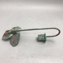 Load image into Gallery viewer, Vintage Green Patina Metal Rose And Leaf Wall Hook (10")
