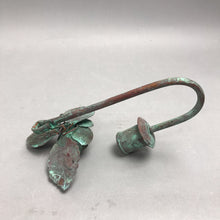 Load image into Gallery viewer, Vintage Green Patina Metal Rose And Leaf Wall Hook (9")
