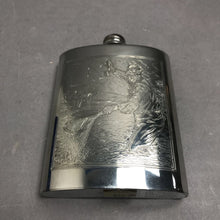 Load image into Gallery viewer, Vintage English Pewter Flask Fishing Scene (4.5x3.5)
