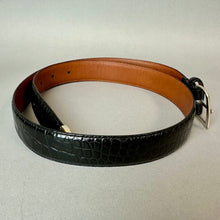 Load image into Gallery viewer, Ralph Lauren Black Croc Embossed Leather Belt sz L (37.5")
