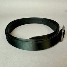 Load image into Gallery viewer, Talbots Black Satin Leather Rhinestone Buckle Belt sz L (37.5")

