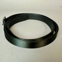 Load image into Gallery viewer, Talbots Black Satin Leather Rhinestone Buckle Belt sz L (37.5")
