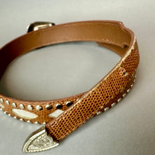 Load image into Gallery viewer, Jana Brown Snake Embossed Leather Studded Western Belt sz M (36")
