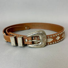 Load image into Gallery viewer, Jana Brown Snake Embossed Leather Studded Western Belt sz M (36")
