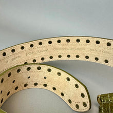 Load image into Gallery viewer, Betsey Johnson Olive Metallic Studded O Ring Belt sz M (41")
