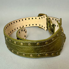 Load image into Gallery viewer, Betsey Johnson Olive Metallic Studded O Ring Belt sz M (41")
