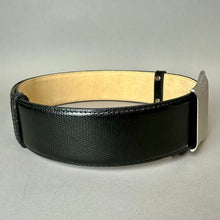 Load image into Gallery viewer, Steven by Steve Madden Black Leather Silver Hook Buckle Adjustable Belt (45" Max.)
