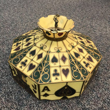 Load image into Gallery viewer, 1970’s Tiffany Style Poker Themed Hanging Swag Lamp (14x21)

