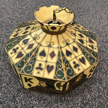 Load image into Gallery viewer, 1970’s Tiffany Style Poker Themed Hanging Swag Lamp (14x21)
