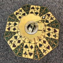 Load image into Gallery viewer, 1970’s Tiffany Style Poker Themed Hanging Swag Lamp (14x21)
