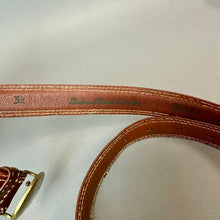 Load image into Gallery viewer, Vintage Brown Italian Saddle Leather Brass Buckle Belt sz 32
