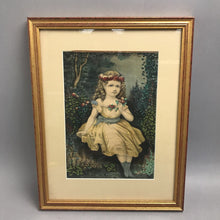 Load image into Gallery viewer, Currier &amp; Ives Original Print, Girl In Yellow Dress (17x13)

