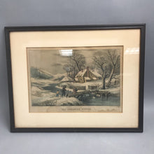 Load image into Gallery viewer, Currier &amp; Ives Original Print, "The Ingleside Winter" (15x19)
