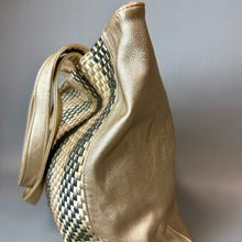 Load image into Gallery viewer, Big Buddha Metallic Woven Vegan Leather Tote Purse (14x17x5")
