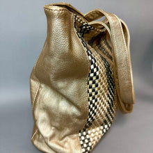Load image into Gallery viewer, Big Buddha Metallic Woven Vegan Leather Tote Purse (14x17x5")

