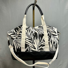 Load image into Gallery viewer, A New Day Black &amp; Cream Palm Print Canvas Weekender Tote Purse (16x24x9")
