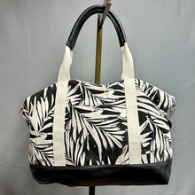 Load image into Gallery viewer, A New Day Black &amp; Cream Palm Print Canvas Weekender Tote Purse (16x24x9")
